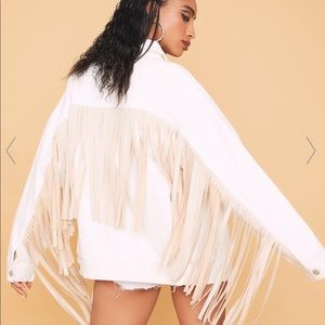 BRAND NEW white fringe jacket